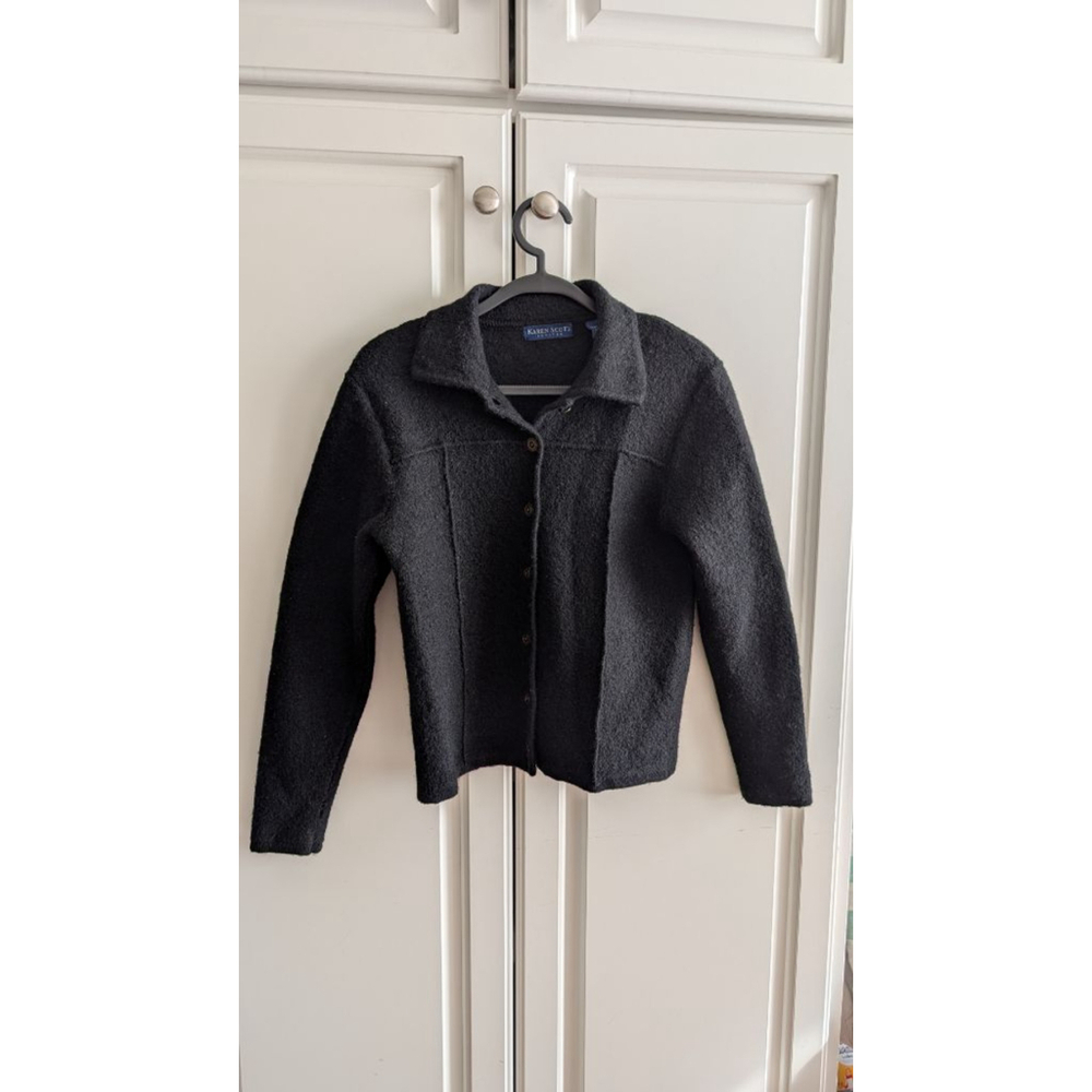 Women's KAREN SCOTT Petite Black Wool Cardigan PM